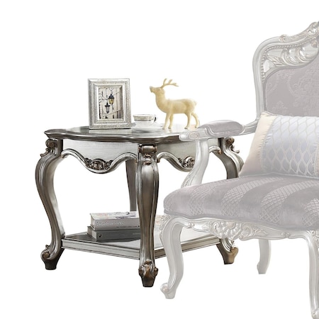 Gfancy Fixtures 27 x 27 x 24 in. Antique Platinum Wood Poly-Resin End Table GF3698980